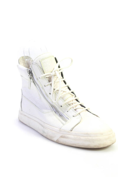 Giuseppe Zanotti Mens Cap Toe Lace-Up Tied High Top Sneakers White Size EUR43.5
