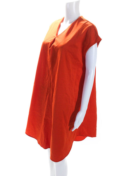 COS Womens Cotton V-Neck Sleeveless Pullover Midi Dress Orange Size M