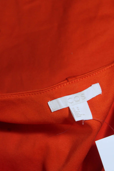 COS Womens Cotton V-Neck Sleeveless Pullover Midi Dress Orange Size M