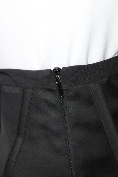Karen Millen Womens Side Zip Knee Length Pencil Skirt Black Wool Size 8