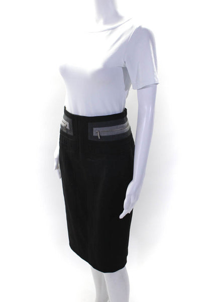 Karen Millen Womens Back Zip Knee Length Pencil Skirt Black Gray Size 8