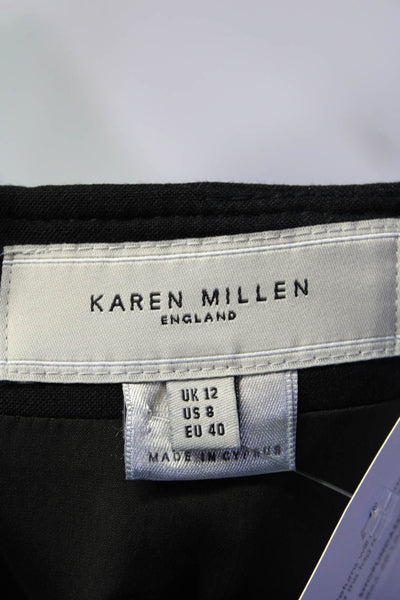 Karen Millen Womens Back Zip Knee Length Pencil Skirt Black Gray Size 8