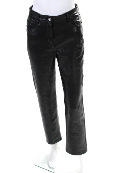 Wilfred Womens Vegan Leather 5 Pocket Mid-Rise Straight Leg Pants Black Size 2