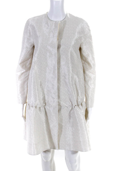 COS Womens Metallic Cotton Blend Long Sleeve Button Up Jacket Beige Size 4