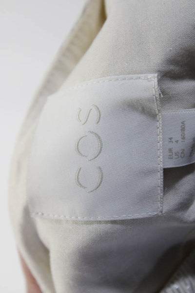 COS Womens Metallic Cotton Blend Long Sleeve Button Up Jacket Beige Size 4