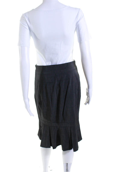 Karen Millen Womens Wool Blend V-Neck Double Breasted Skirt Suit Gray Size 8