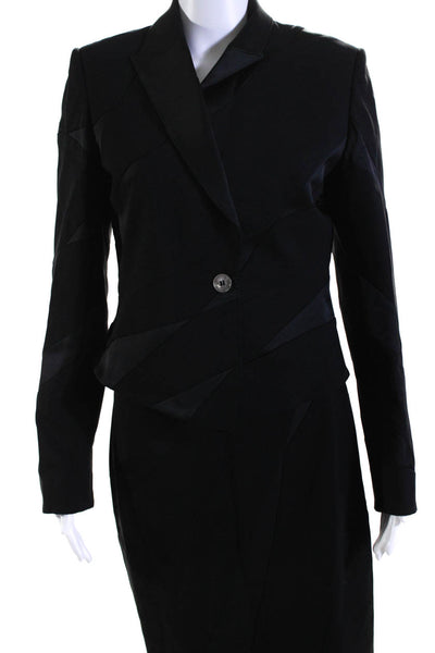 Karen Millen Womens Wool Blend Geometric Print Three Piece Suit Set Black Size 8