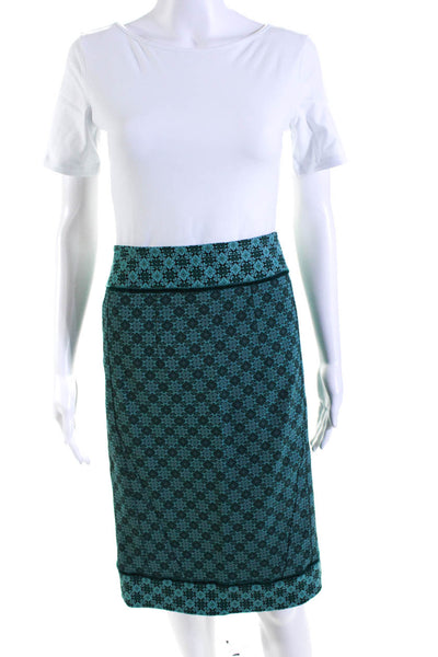 Karen Millen Womens Floral Print Notch Collar Button Up Skirt Suit Green Size 8