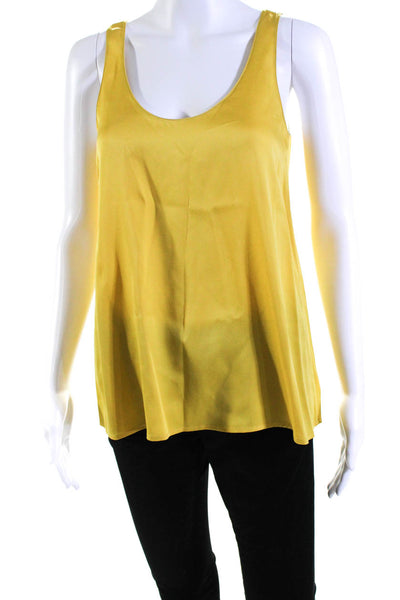 Vince Womens Silk Satin Scoop Neck Tank Top Blouse Goldenrod Yellow Size XS
