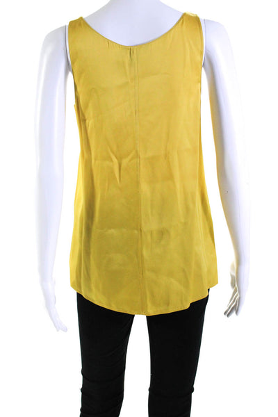 Vince Womens Silk Satin Scoop Neck Tank Top Blouse Goldenrod Yellow Size XS