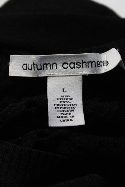 Autumn Cashmere Womens Black Cut Out Back 3/4 Sleeve Blouse Top Size L