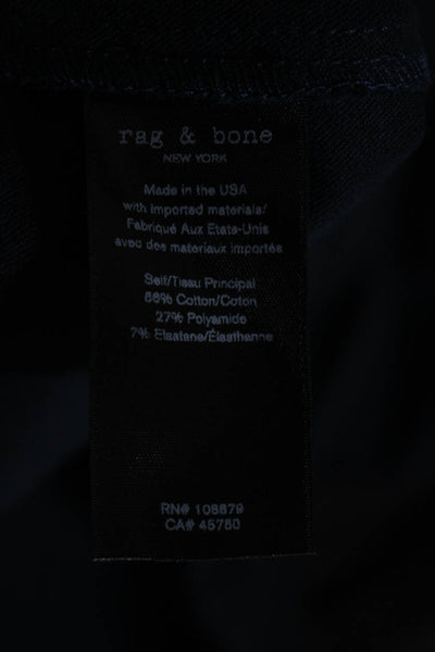 Rag & Bone Womens Cotton High Rise Back Zip Leggings Navy Size 10