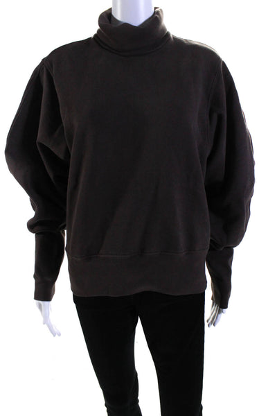 Agolde Womens Long Sleeves Turtleneck Sweatshirt Brown Cotton Size Small