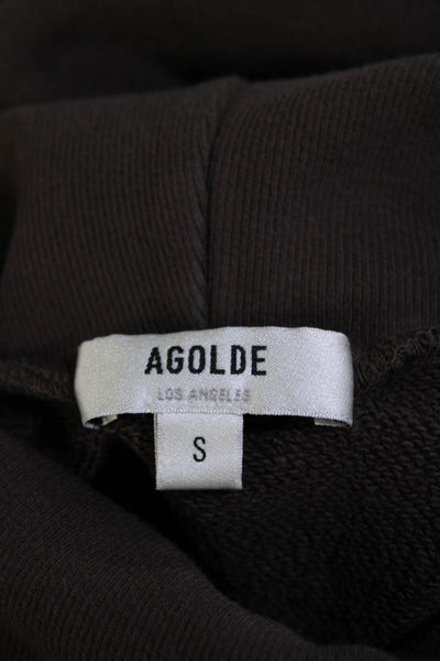 Agolde Womens Long Sleeves Turtleneck Sweatshirt Brown Cotton Size Small