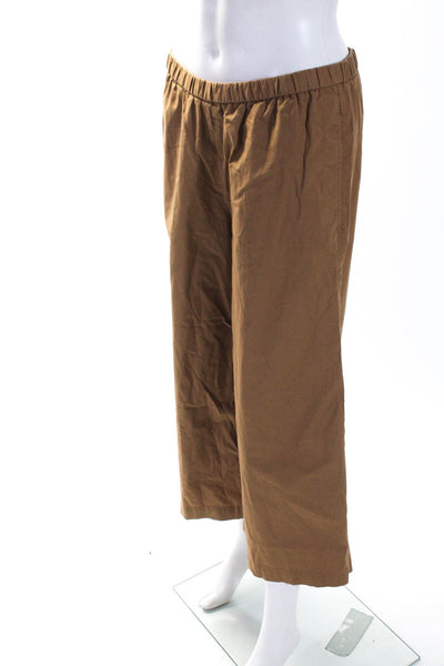 Eileen Fisher Womens Cotton Elastic Waist Mid-Rise Wide eg Pants Brown Size S