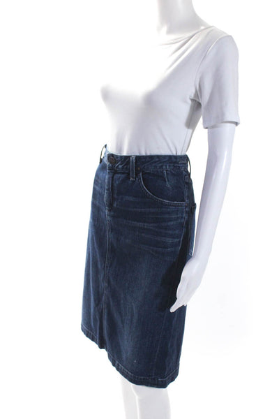 J Crew X Goldsign Womens Cotton Denim Five Pocket Pencil Skirt Blue Size 30