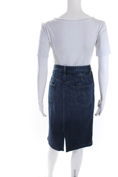J Crew X Goldsign Womens Cotton Denim Five Pocket Pencil Skirt Blue Size 30