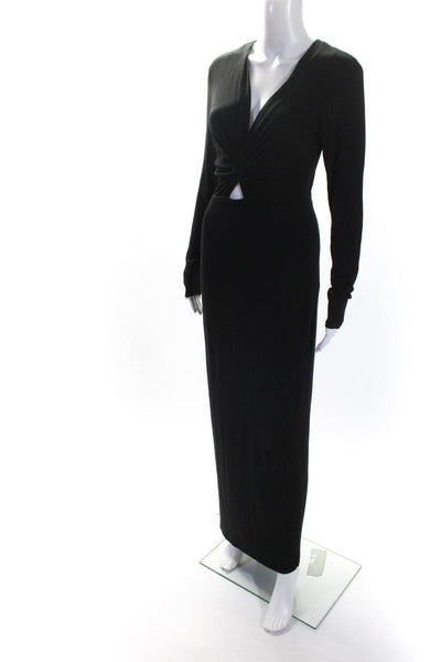 Favorite Daughter Womens V-Neck Knotted Long Sleeve Maxi Dress Black Size M
