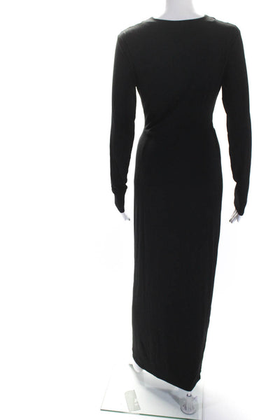 Favorite Daughter Womens V-Neck Knotted Long Sleeve Maxi Dress Black Size M