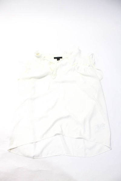 Dudley Stephens J Crew Womens Ruffled Tied Pullover Tops White Size S M Lot 2