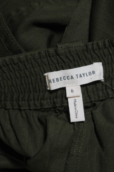 Rebecca Taylor Womens Embroidered Tapered Utility Pants Green Size 8