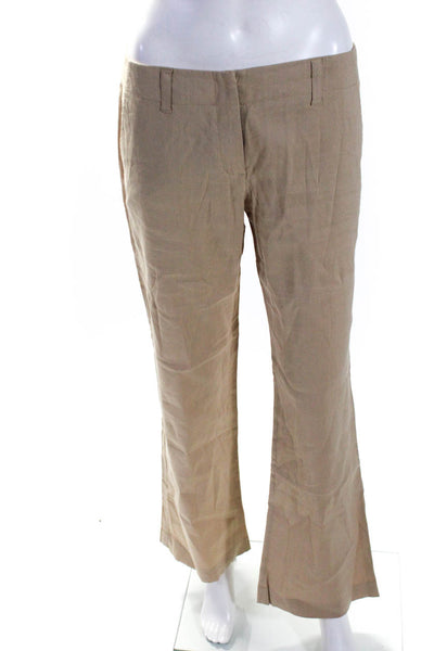 Theory Womens Flared Four Pocket Front Zip Trouser Linen Beige Size 4