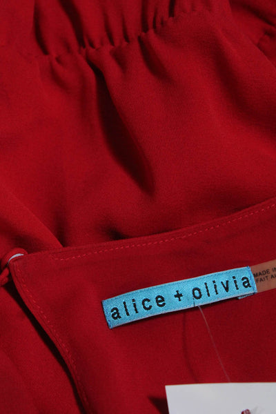 Alice + Olivia Womens Sleeveless Back Button Blouse Silk Red Size Medium