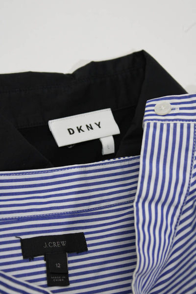 DKNY J Crew Womens Cotton Collared Short Sleeve Dress Black Size L 12 Lot 2