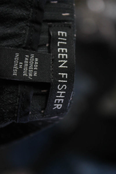 Eileen Fisher Womens Spot Print Elastic Waist Tapered Dress Pants Black Size M