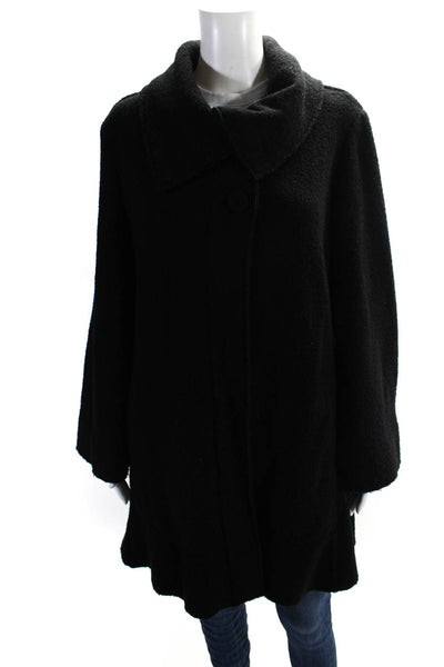 Eileen Fisher Womens Open Front Collar Long Sleeve Textured Jacket Black Size L
