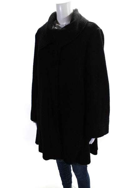 Eileen Fisher Womens Open Front Collar Long Sleeve Textured Jacket Black Size L