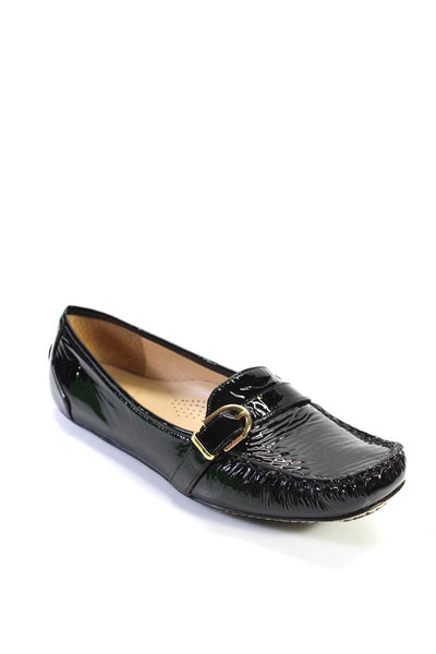 Lily Pulitzer Womens Patent Leather Buckled Sunday Driving Loafers Black Size 10