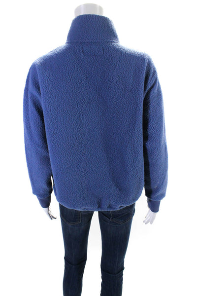 Everlane Womens Fleece Half Zipper Long Sleeves Sweater Sky Blue Size Small