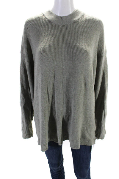 FP Beach Womens Long Sleeves Pullover Sweater Sage Green Cotton Size Small