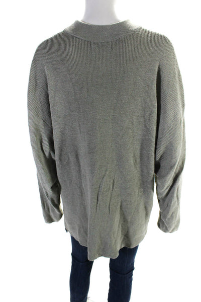 FP Beach Womens Long Sleeves Pullover Sweater Sage Green Cotton Size Small