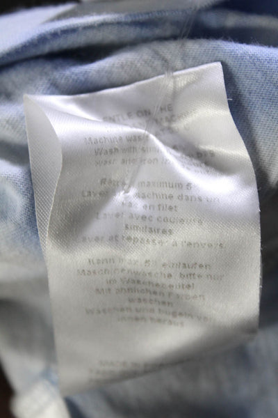 Ganni Womens Tie Dye Print Short Sleeves Tee Shirt Blue White Size Extra Small