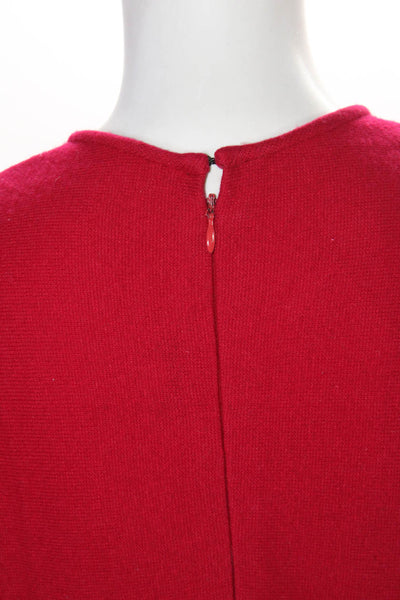 Oscar de la Renta Womens Vintage Crew Neck 3/4 Sleeve Sweater Red Size 10
