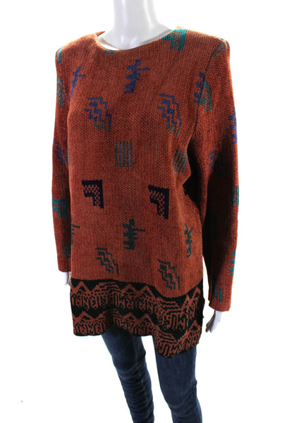 Kristen Jensen Womens Vintage Thick Knit Chenille Sweater Orange Size Medium