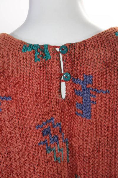 Kristen Jensen Womens Vintage Thick Knit Chenille Sweater Orange Size Medium