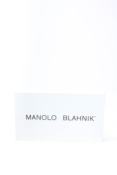 Manolo Blahnik Womens Satin Pointed Slip On Pumps Black Size 9.5