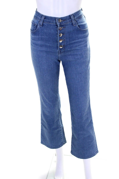 J Brand Womens High Rise Button Fly Medium Wash Flared Jeans Blue Size 26