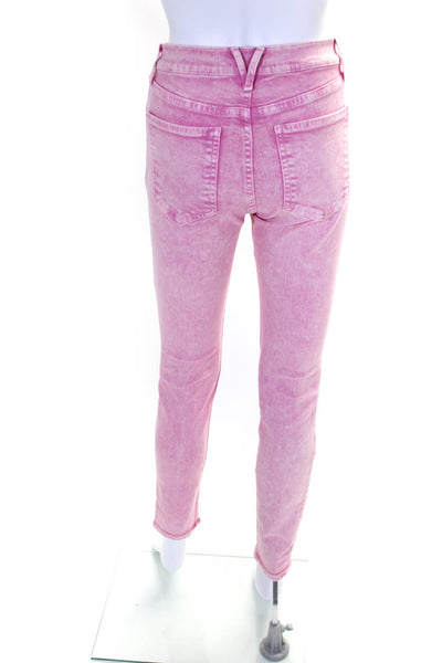 Veronica Beard Womens Mid Rise Acid Wash Skinny Jeans Pink Size 27
