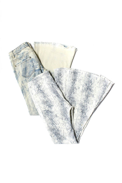 Altar'd State Free People Womens Snake Print Flared Jeans White Size S 26 Lot 2