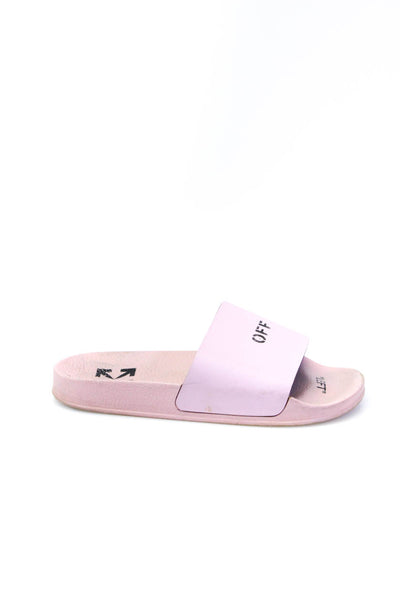 Off White Womens Logo Graphic Pool Slides Sandals Pink Size 5.5