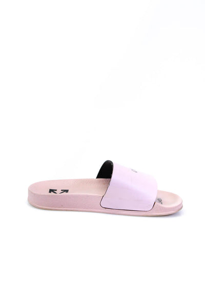 Off White Womens Logo Graphic Pool Slides Sandals Pink Size 5.5
