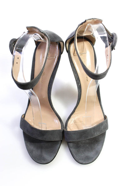 Gianvito Rossi Womens Suede Ankle Strap Sandal Heels Gray Size 38.5 8.5
