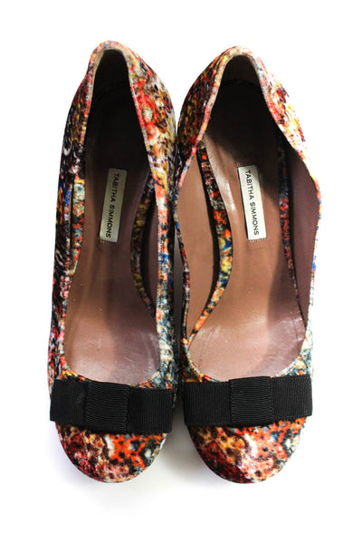 Tabitha Simmons Womens Abstract Print Bow Pumps Multi Colored Size 38.5 8.5