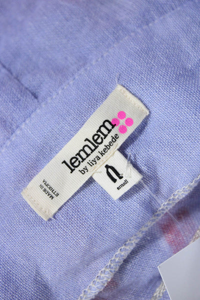 Lem Lem Womens Cotton Striped Print Frayed Hem Hooded Tunic Top Purple Size S