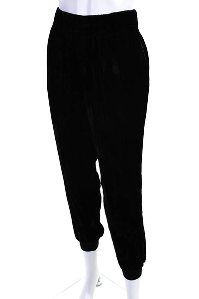 Alice + Olivia Womens Ruched Elastic Waist Velour Tapered Pants Black Size S