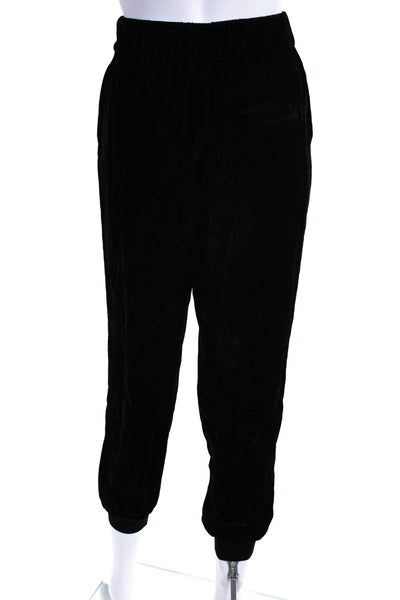 Alice + Olivia Womens Ruched Elastic Waist Velour Tapered Pants Black Size S